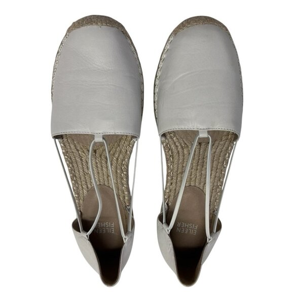 Eileen Fisher Washed White Leather Espadrilles Flats Shoes SIZE 9 BRAND NEW - Picture 6 of 9